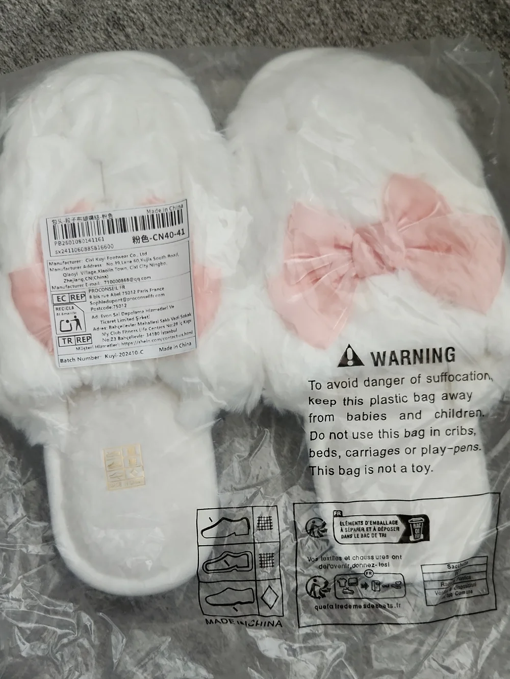 White Slipper with Pink Bow